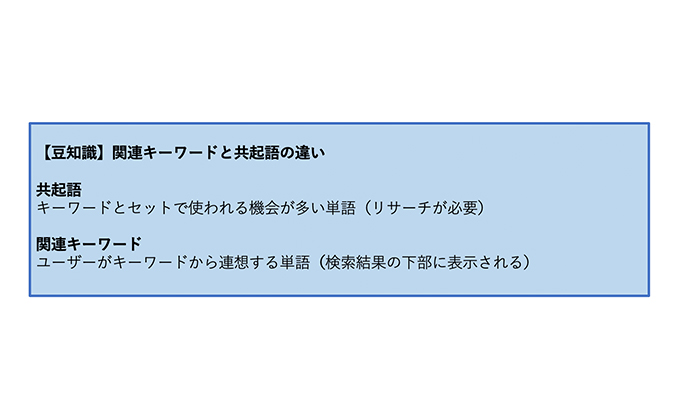 キーワードだけでなく共起語も使用する